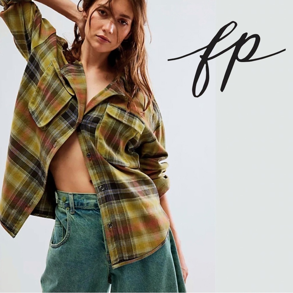 We The Free Izzy Cargo Oversize Flannel Shirt